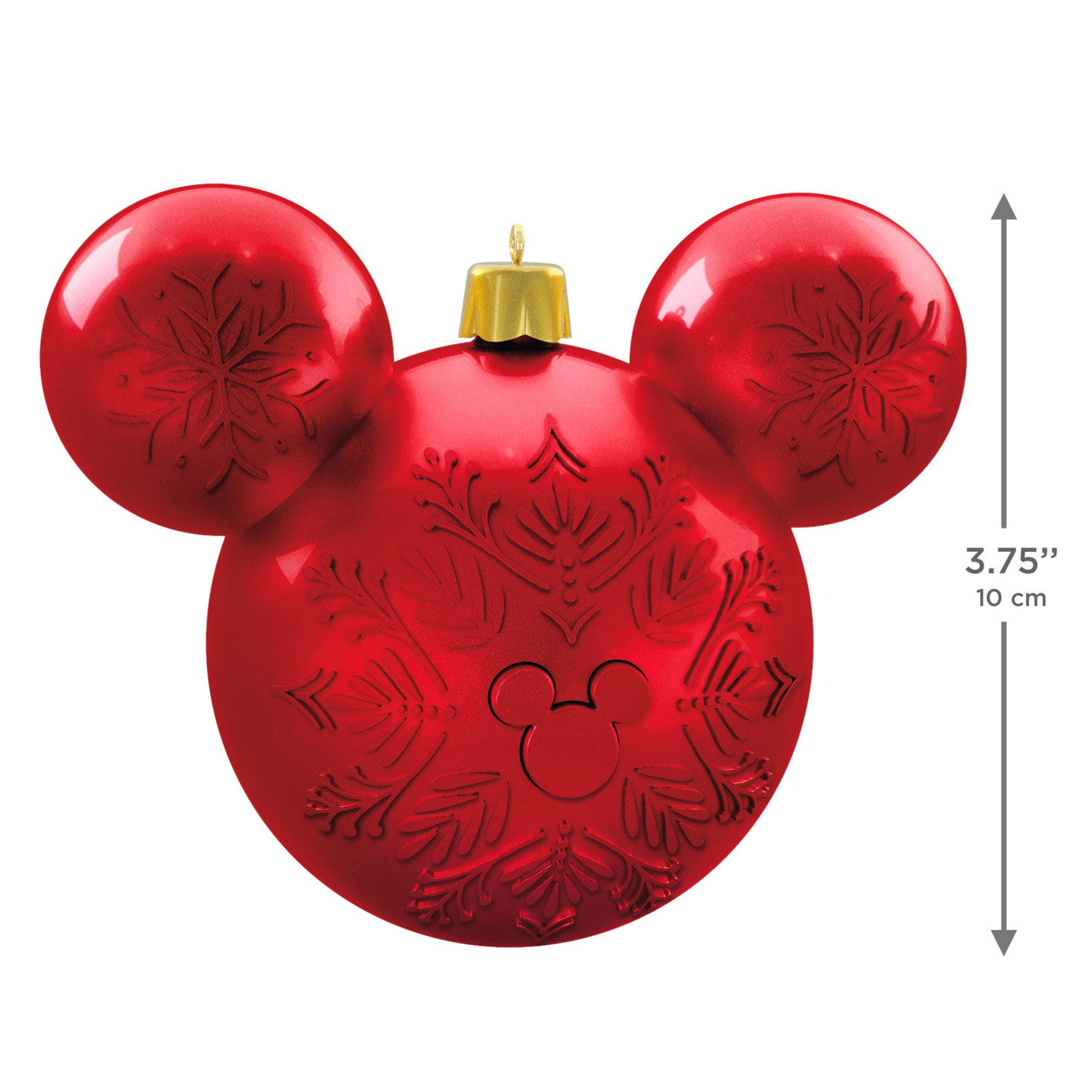 Red Mickey Ears Recordable Hallmark Ornament measurement image number 3