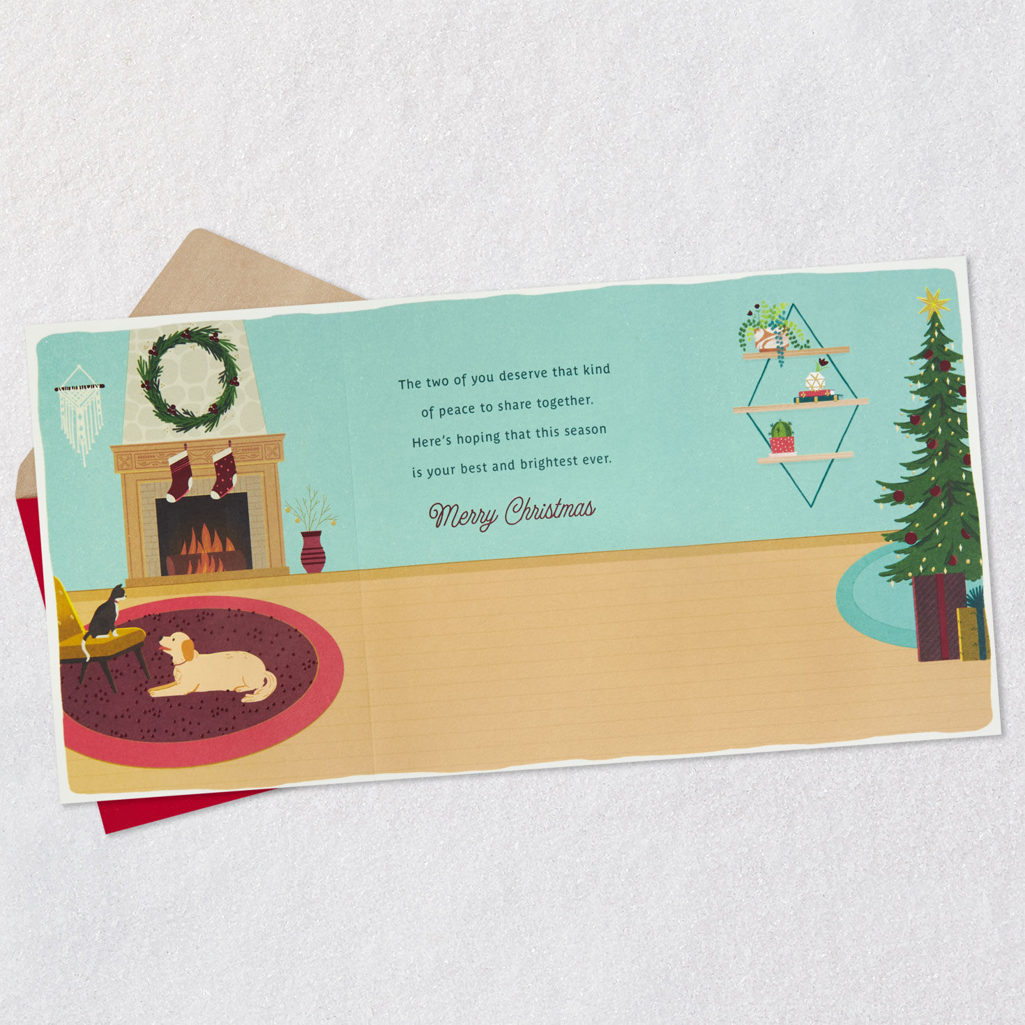 Couple Building Snowman Daughter and Husband Christmas Card Open card with envelope image number 5
