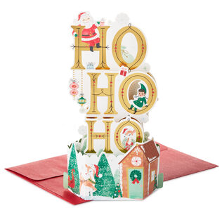 Vintage Ho, Ho, Ho Santa 3D Pop-Up Christmas Card