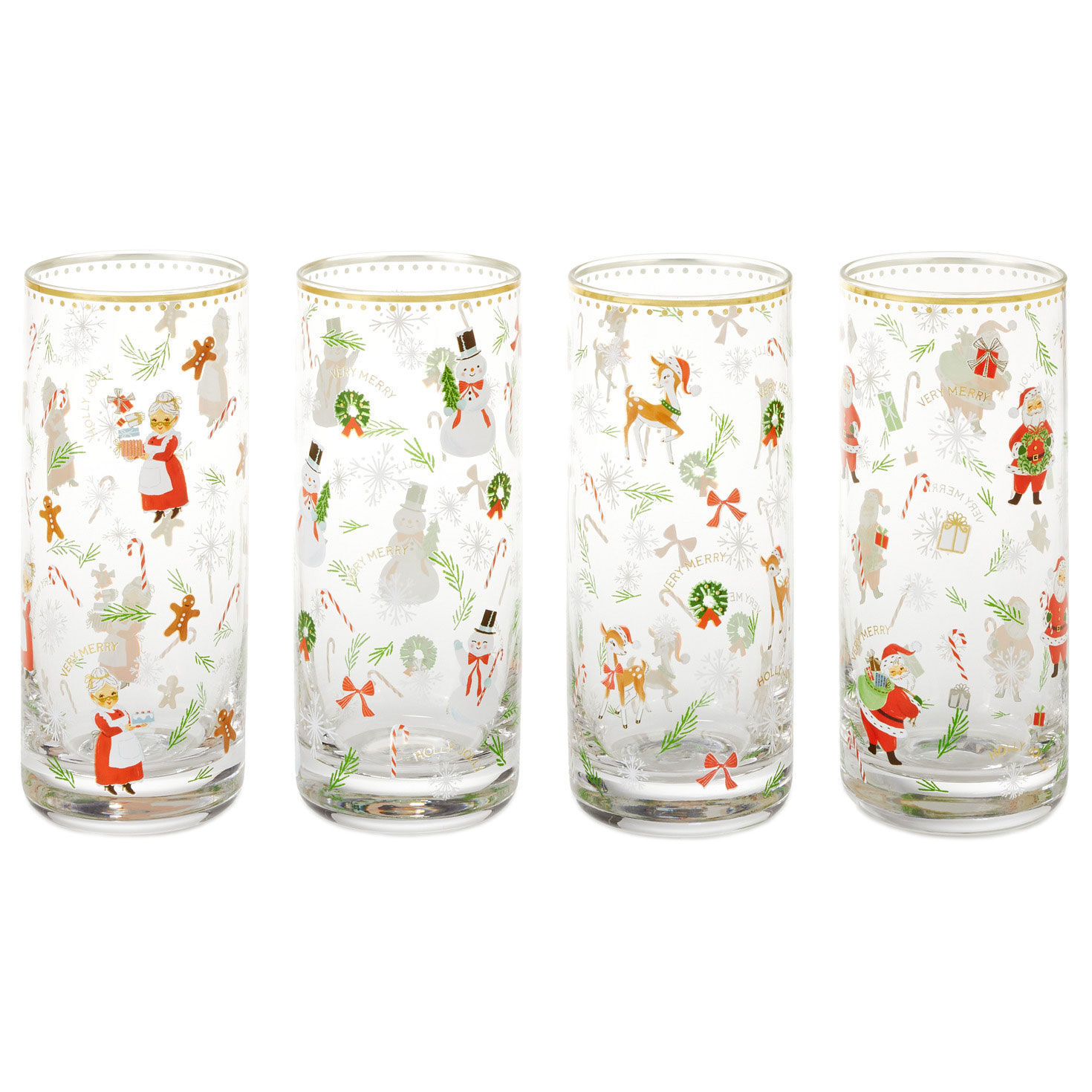 Vintage Santa and Friends Drinking Glasses, Set of 4 for only USD 36.99 | Hallmark