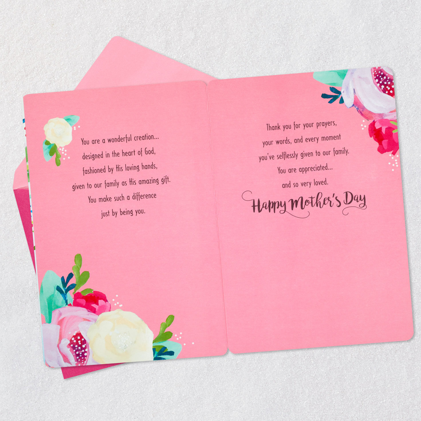 Flowers in Vase Religious Mother's Day Card for Mom open card with envelope image number 4
