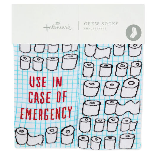 Emergency Toilet Paper Toe of a Kind Novelty Crew Socks, 