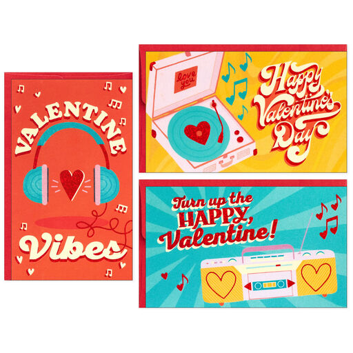 Mini Music Trends Assorted Blank Valentine's Day Note Cards, Pack of 18, 