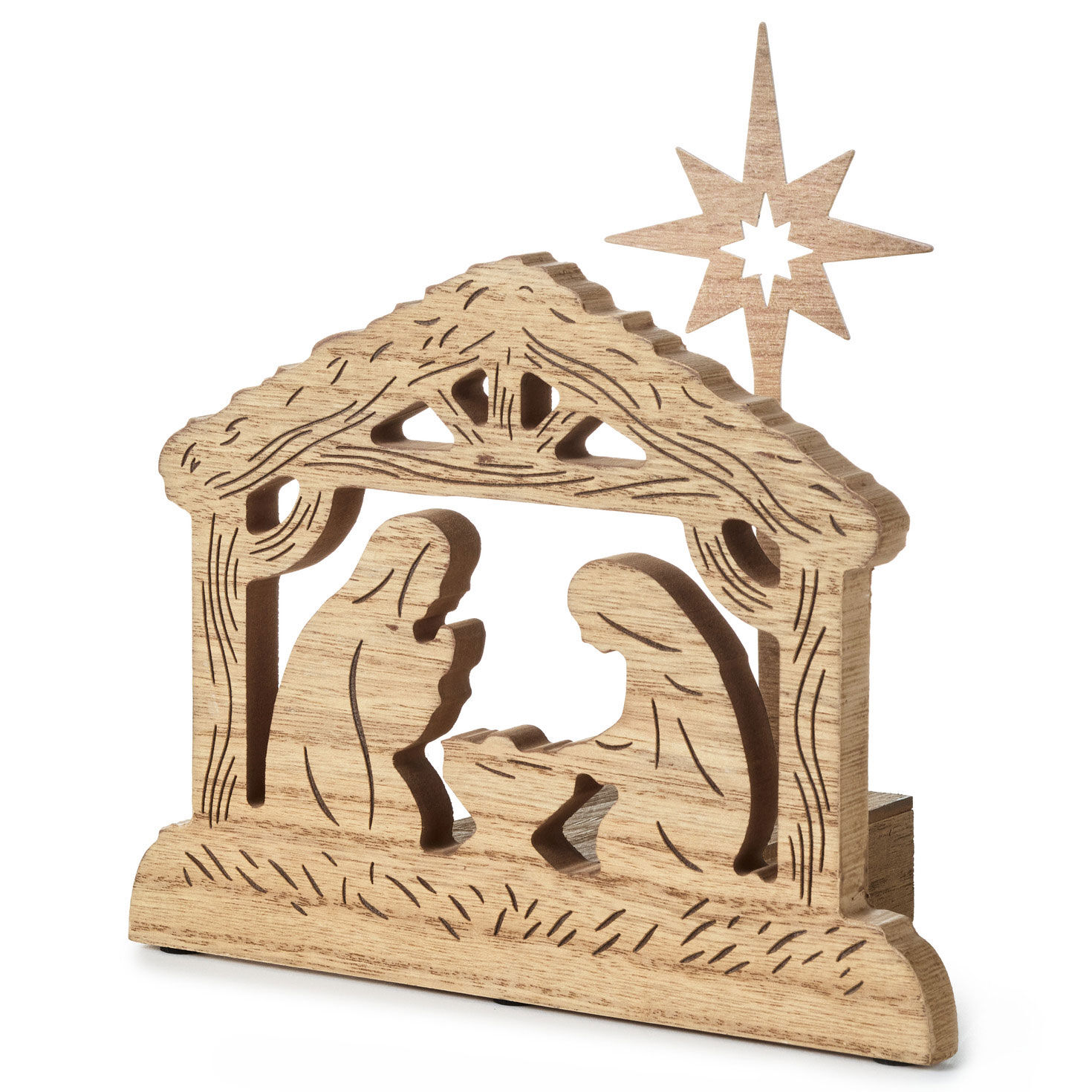 Wooden Nativity Decoration With Light side image number 4
