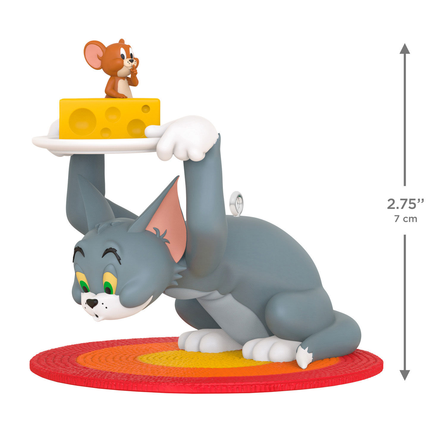Tom Looking Under Plate With Jerry Ornament measurement image number 3