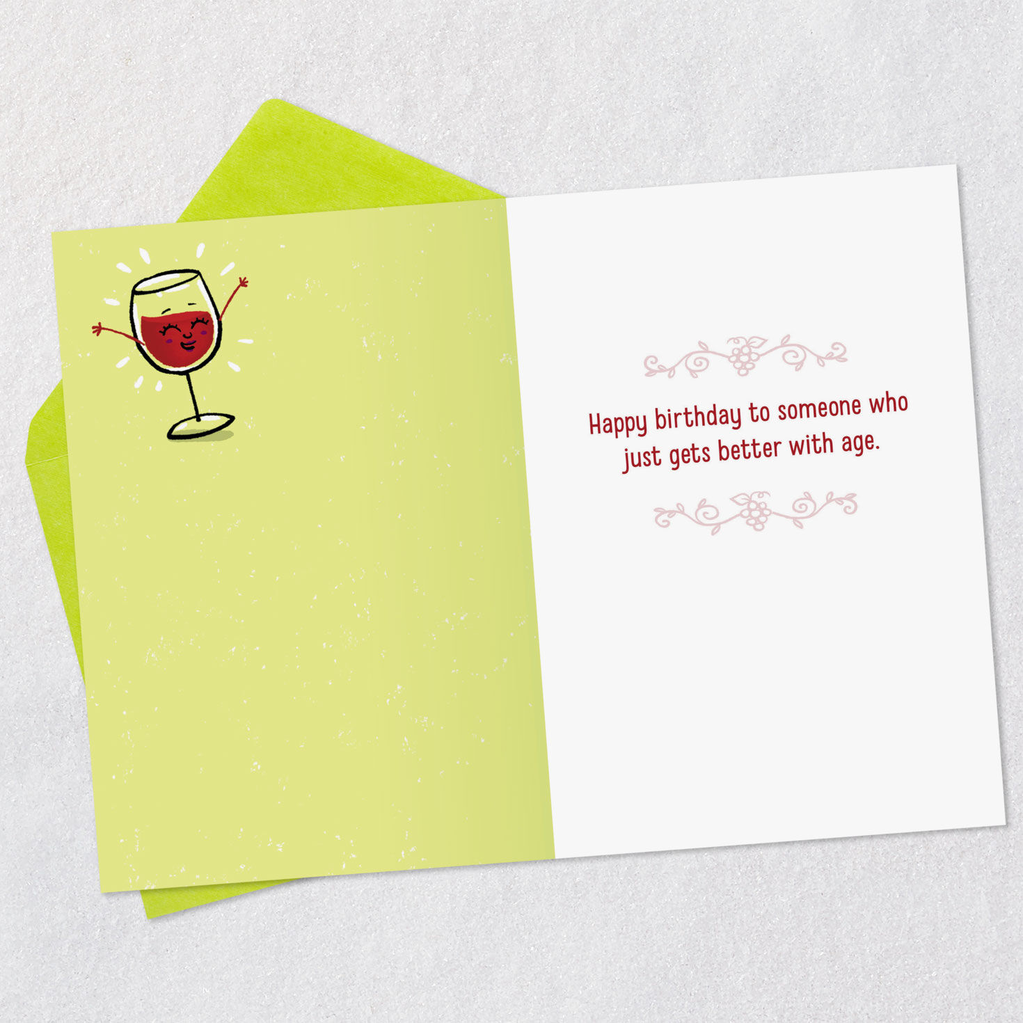 Fine Wine Funny Birthday Card Open card with envelope image number 3