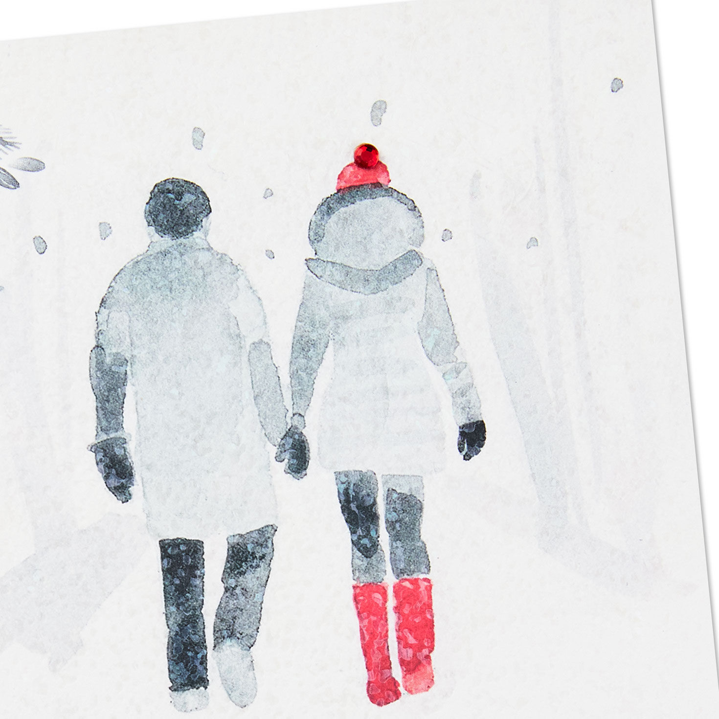 Couple Holding Hands in Snow Wife Christmas Card Card Front Detail image number 6