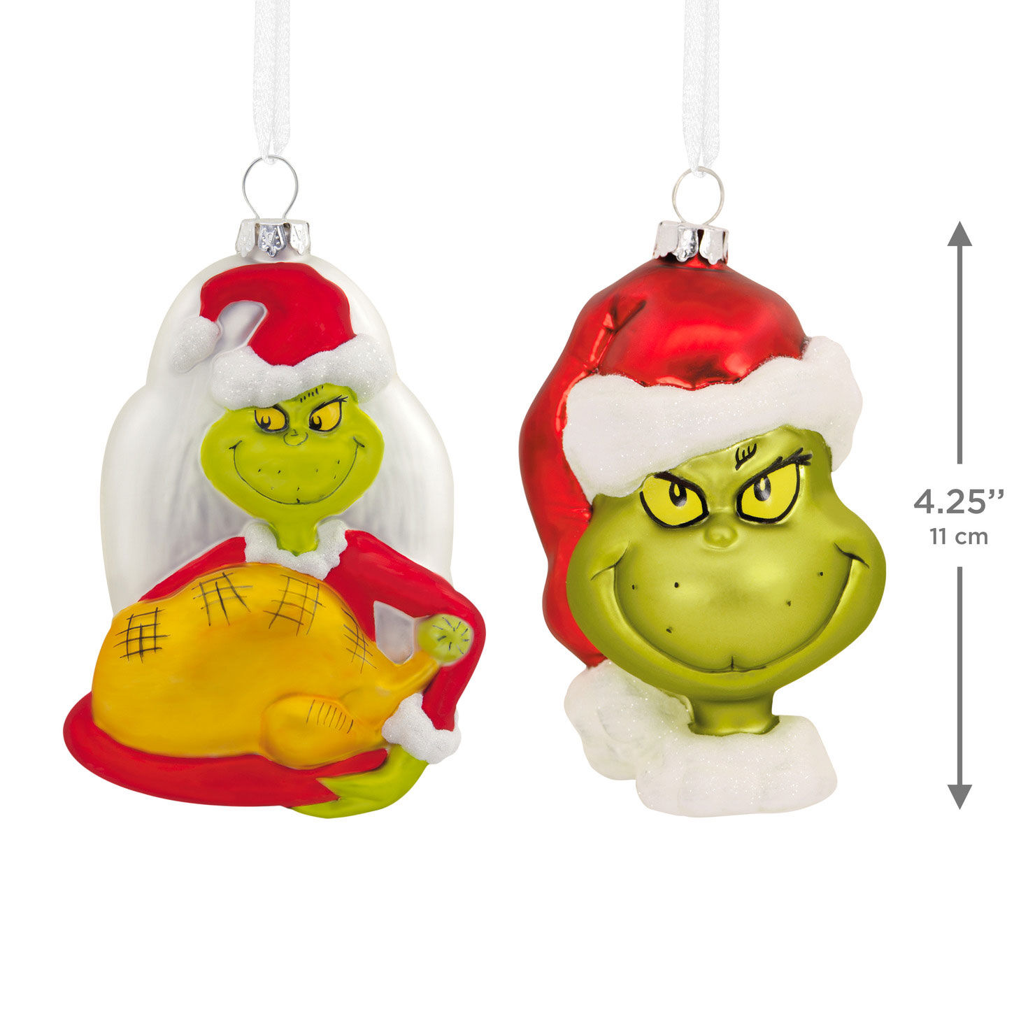 Two Grinch Christmas Ornaments measurement image number 3