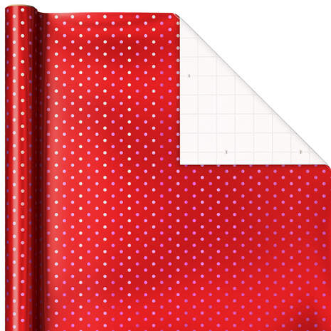 Holographic Dots on Red Wrapping Paper, 25 sq. ft., , large