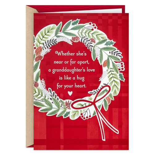 Your Love's Like a Hug Religious Christmas Card for Granddaughter, 