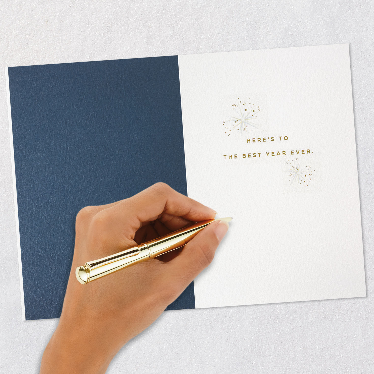 Gold Star Sparkler Navy Birthday Card Signing card image number 7