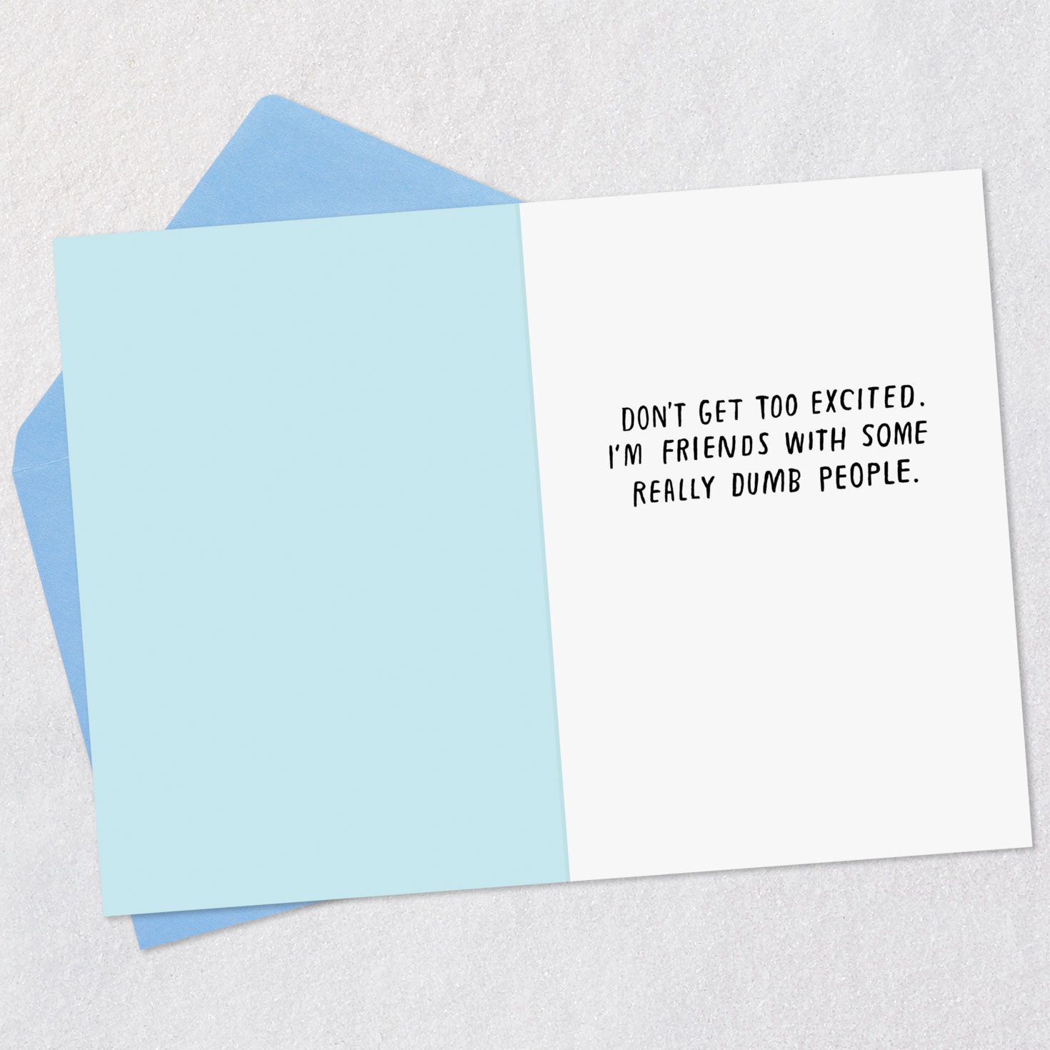 Whimsical Lettering on Blue Funny Birthday Card Open card with envelope image number 3