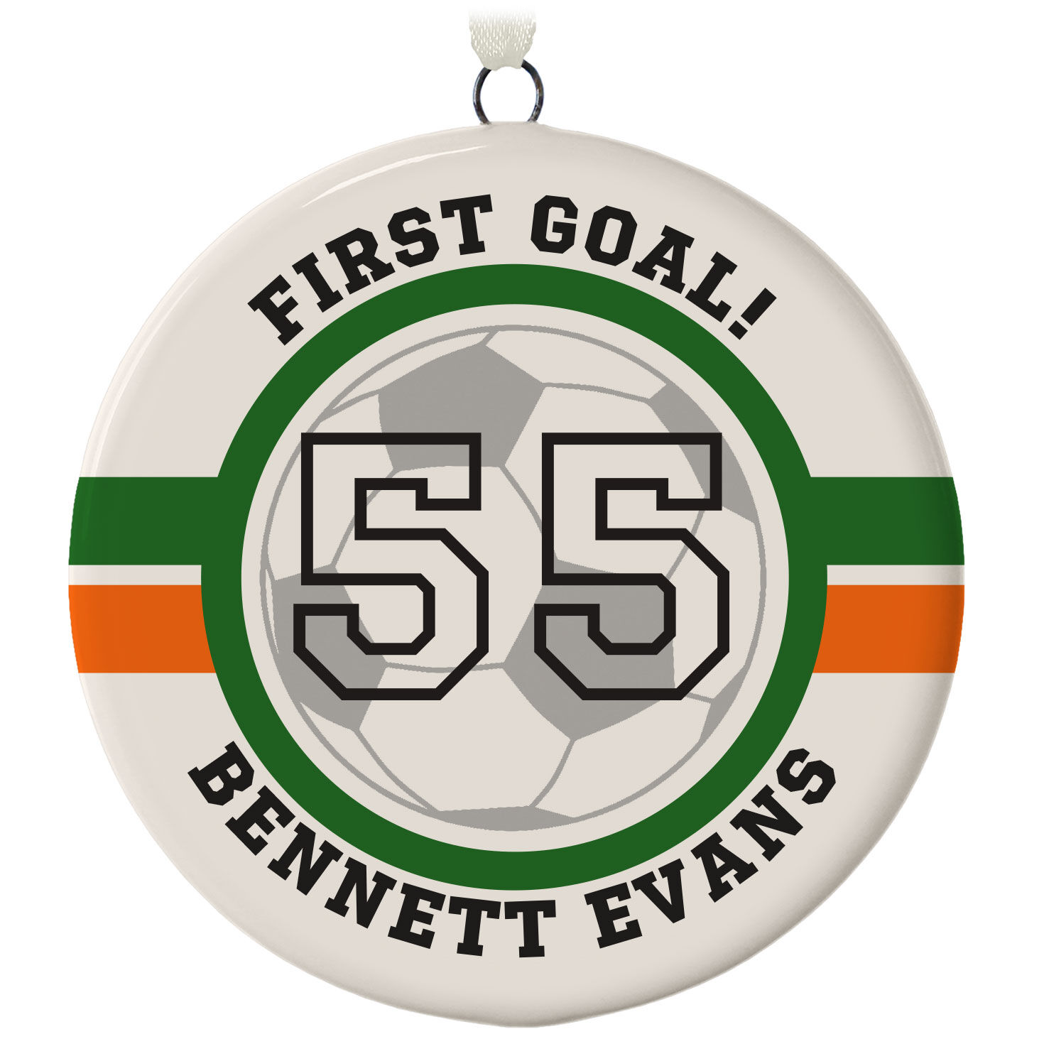 Soccer Ceramic Personalized Ornament, Custom Text