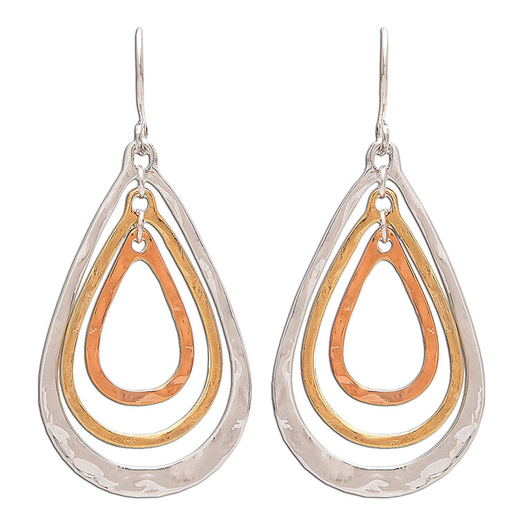 Rain Jewelry Mixed Metal Triple Teardrop Earrings