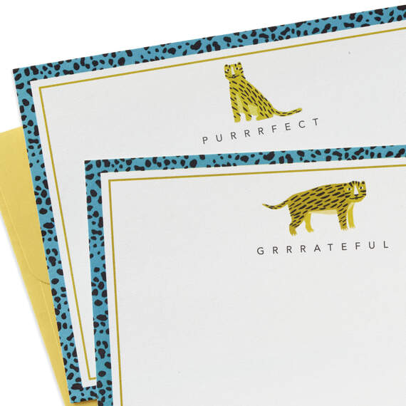 Cheetah Poses Assorted Blank Flat Note Cards in Caddy, Pack of 40, , large image number 4
