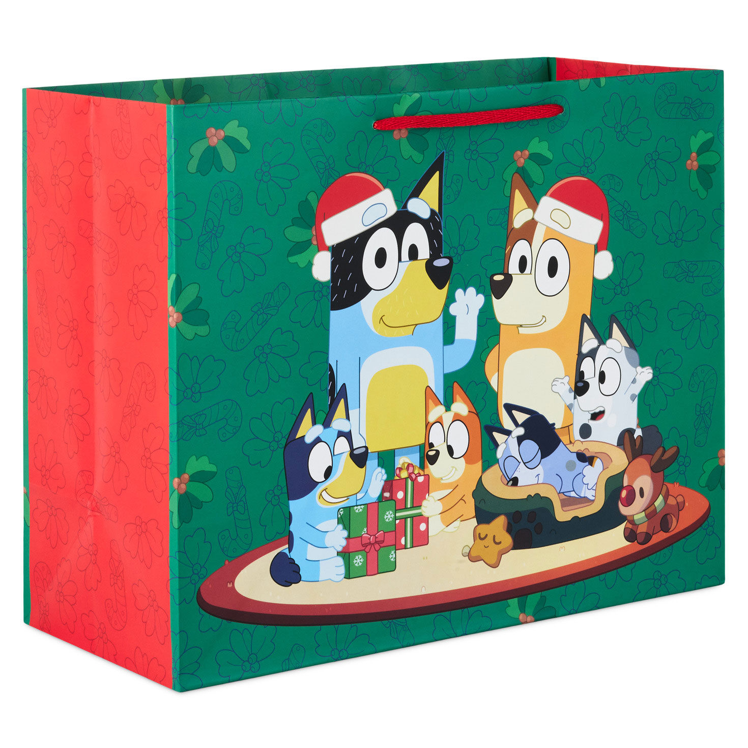 10.4" Bluey Family on Green Large Christmas Gift Bag