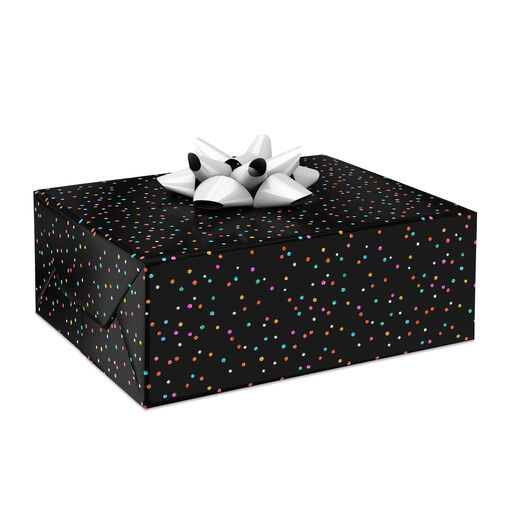 Colorful Mini Dots on Black Wrapping Paper, 22.5 sq. ft., 