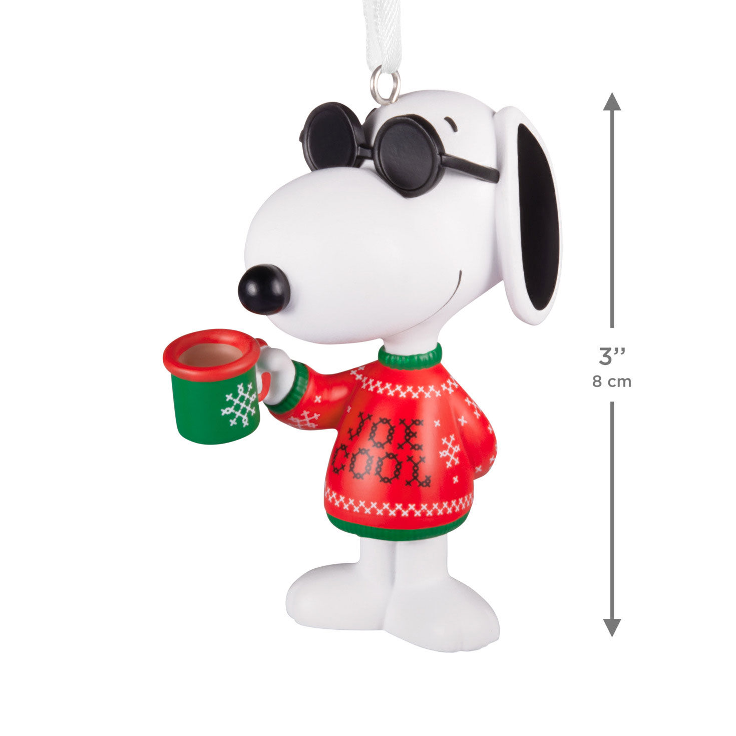 Peanuts Snoopy as Joe Cool Christmas Ornament measurement image number 3