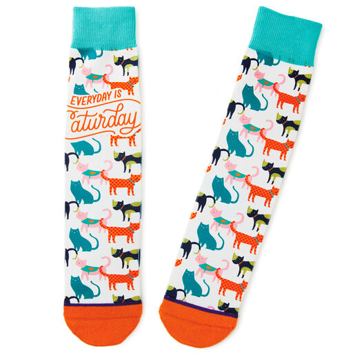 Everyday Is Caturday Funny Crew Socks, 