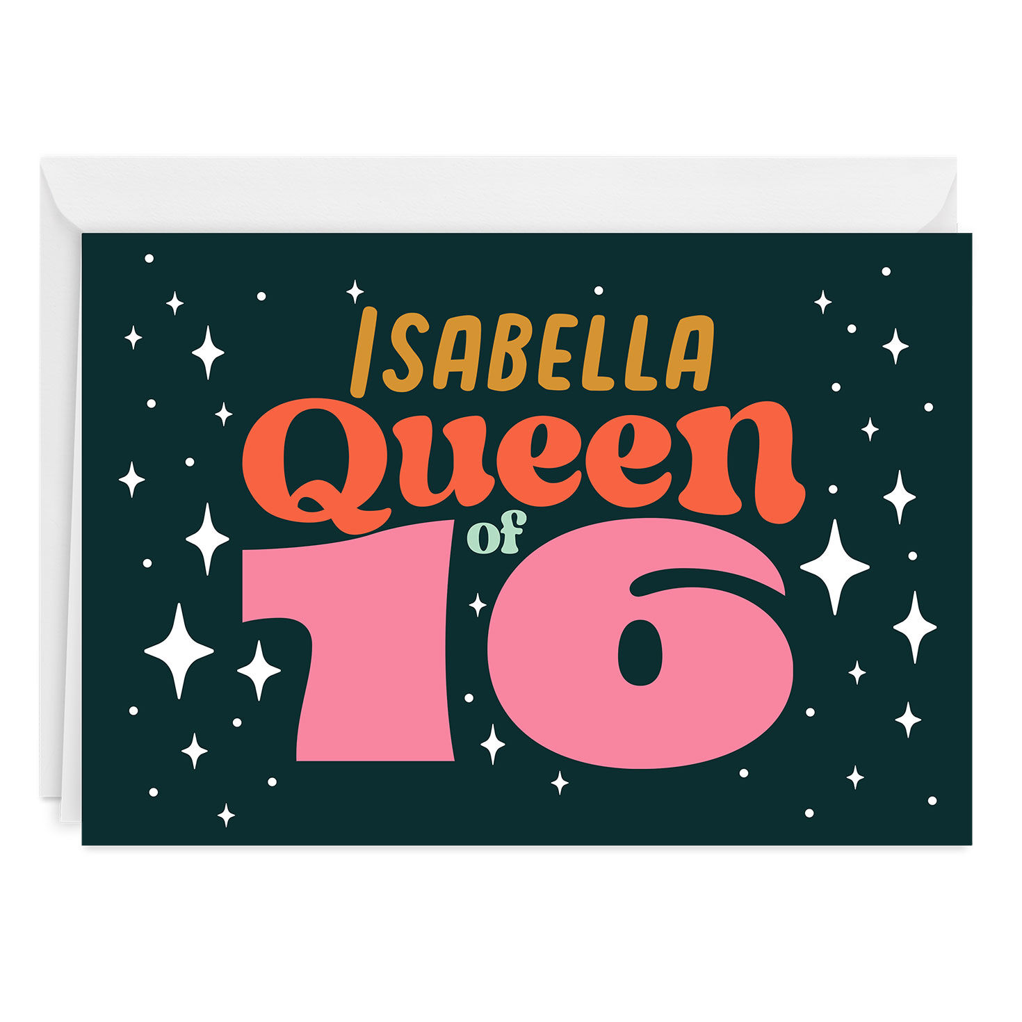 Queen of 16 Custom Birthday Card