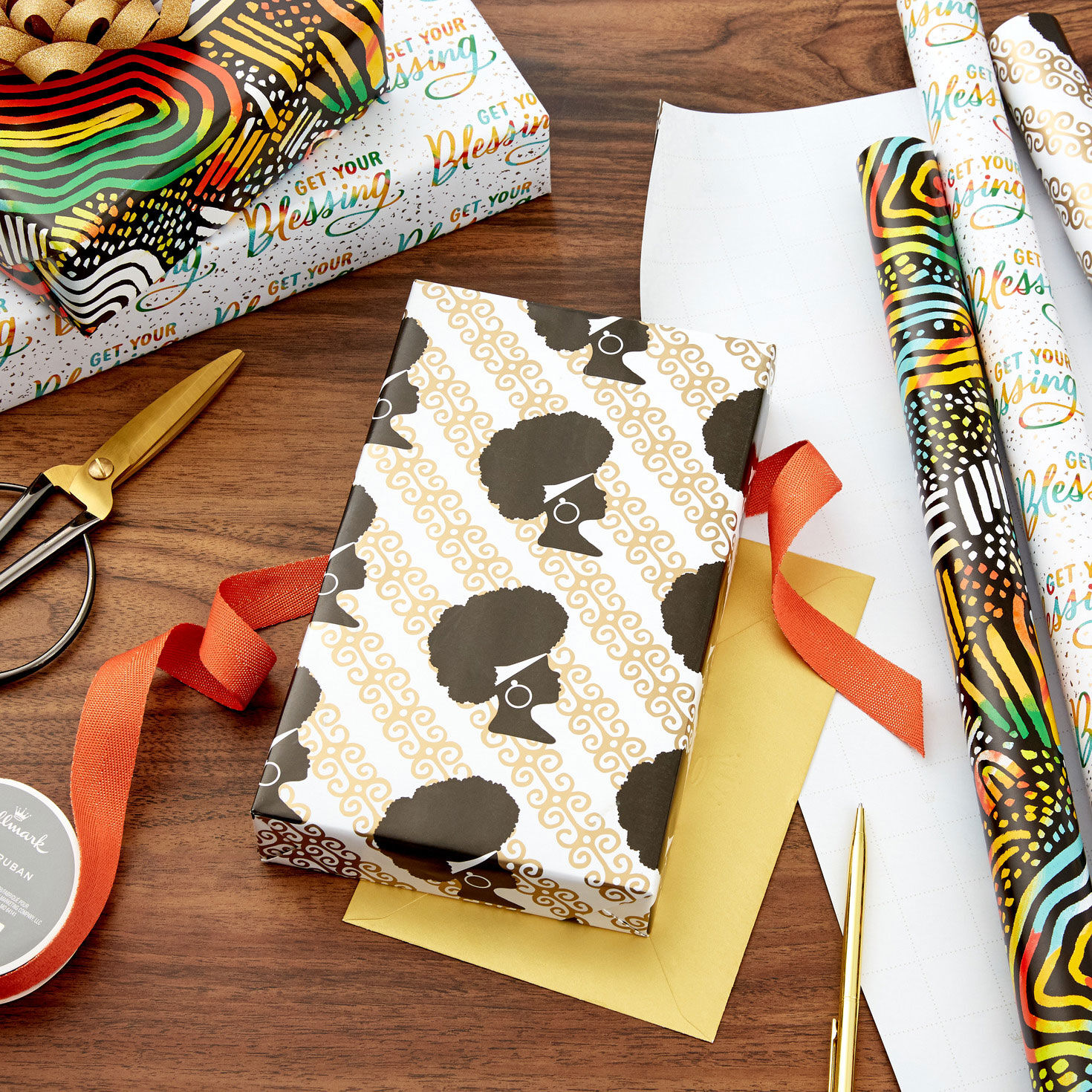 Bold, Bright Blessing Assorted Wrapping Paper in use image number 4