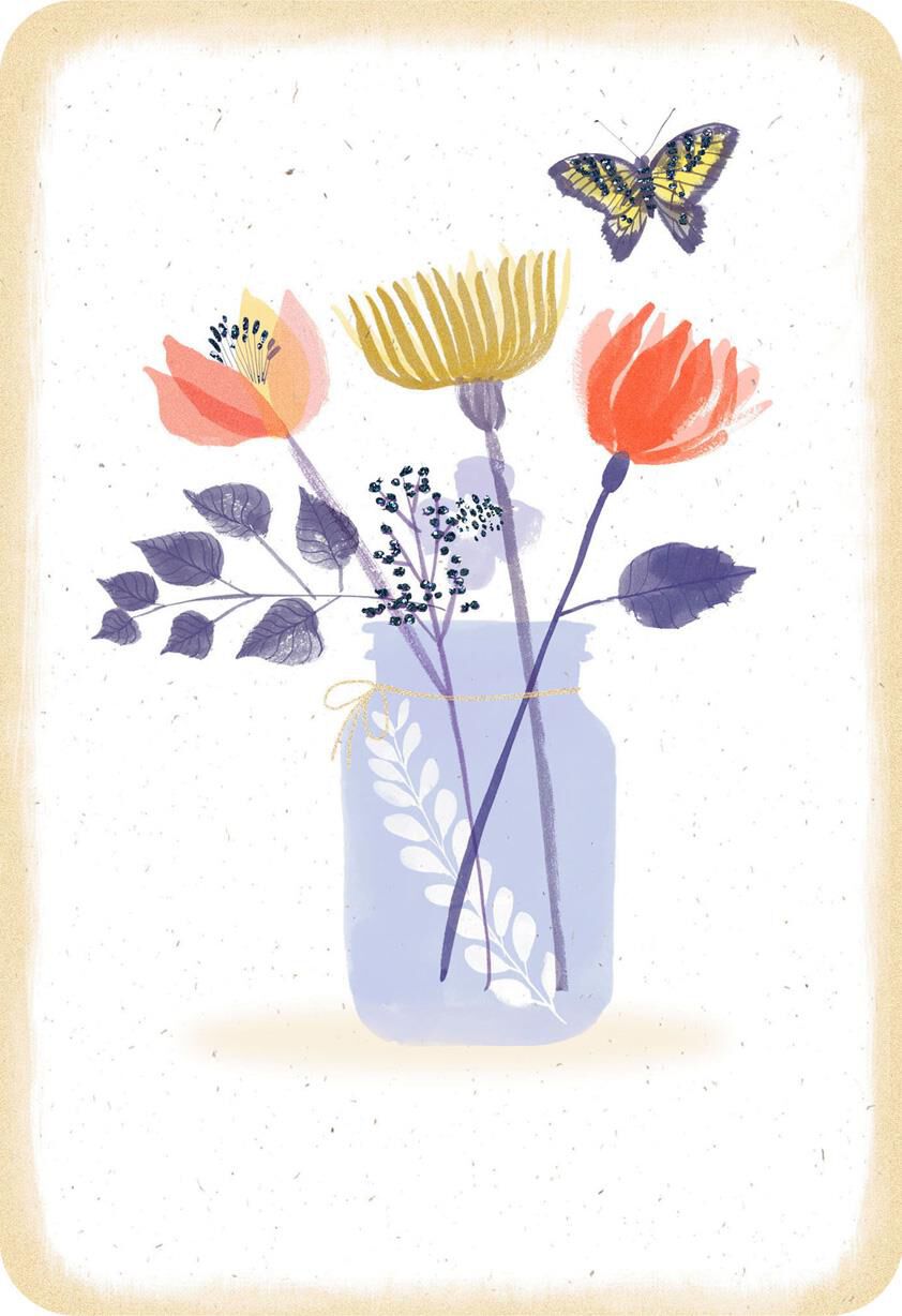 Butterfly and Flower Jar Blank Card