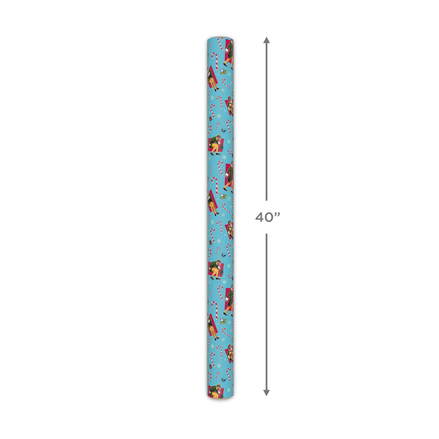Elf Poses on Blue Christmas Wrapping Paper measurement image number 6