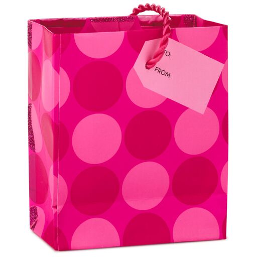 Hot Pink Glitter Dots Gift Card Holder Mini Bag, 4.5", 