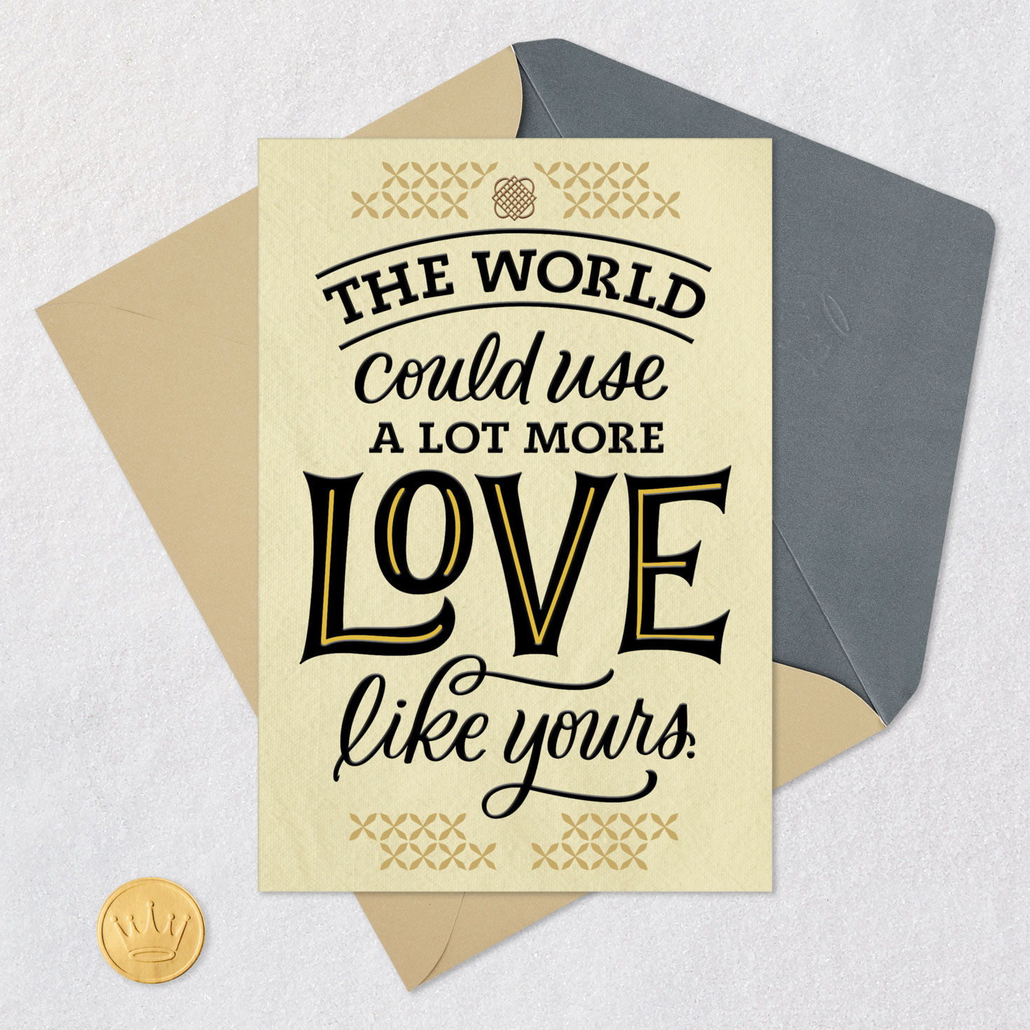 Black and Ivory Lettering Anniversary Card Card Front with Envelope and Gold Seal image number 6