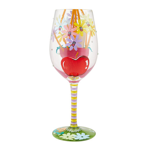 Lolita Best Teacher Ever Handpainted Wine Glass, 15 oz., 