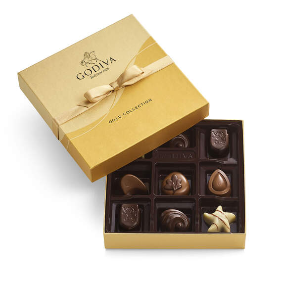 Godiva Assorted Chocolates Gold Gift Box, 9 pieces