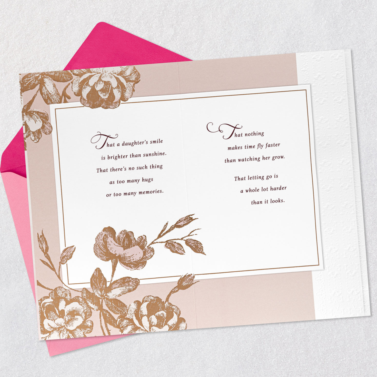 Toile Flowers and Butterfly Birthday Card for Daughter Open card with envelope image number 4