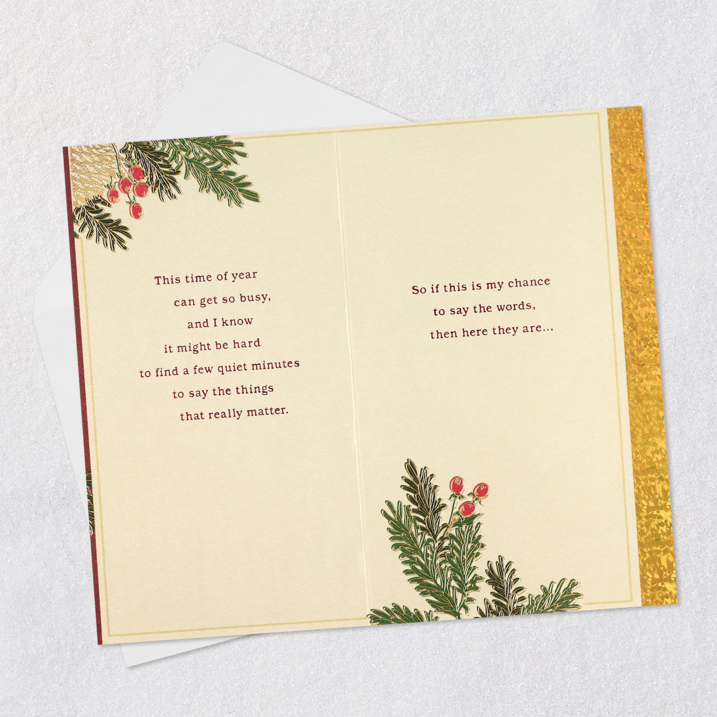Pine Cones on Red Christmas Card Open card with envelope image number 4