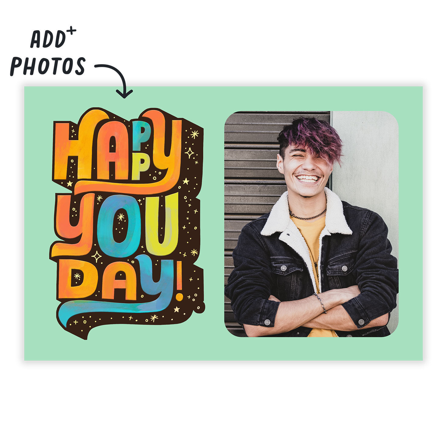 Personalized Happy You Day Fun Lettering Photo Card  image number 2