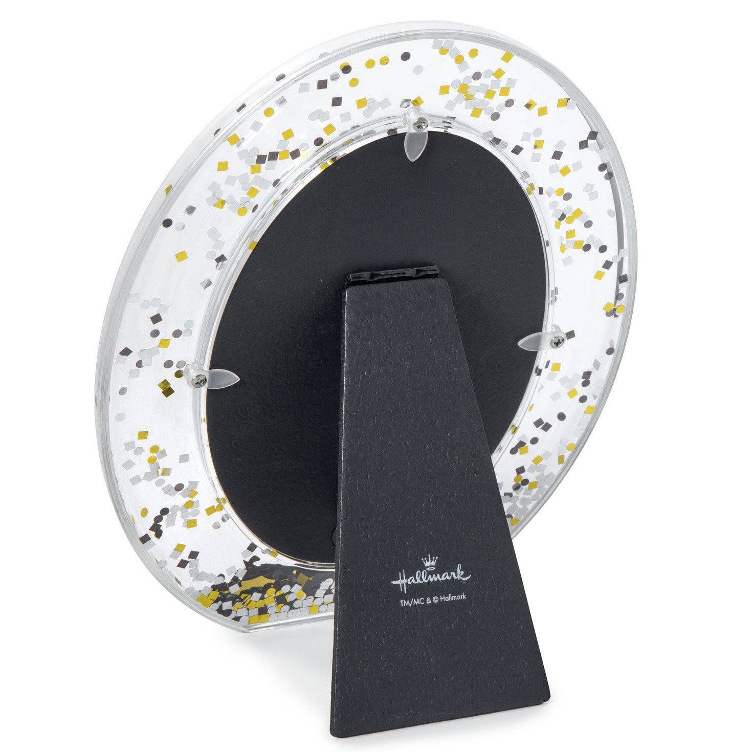 Clear Oval With Confetti Graduation Picture Frame Back image number 2