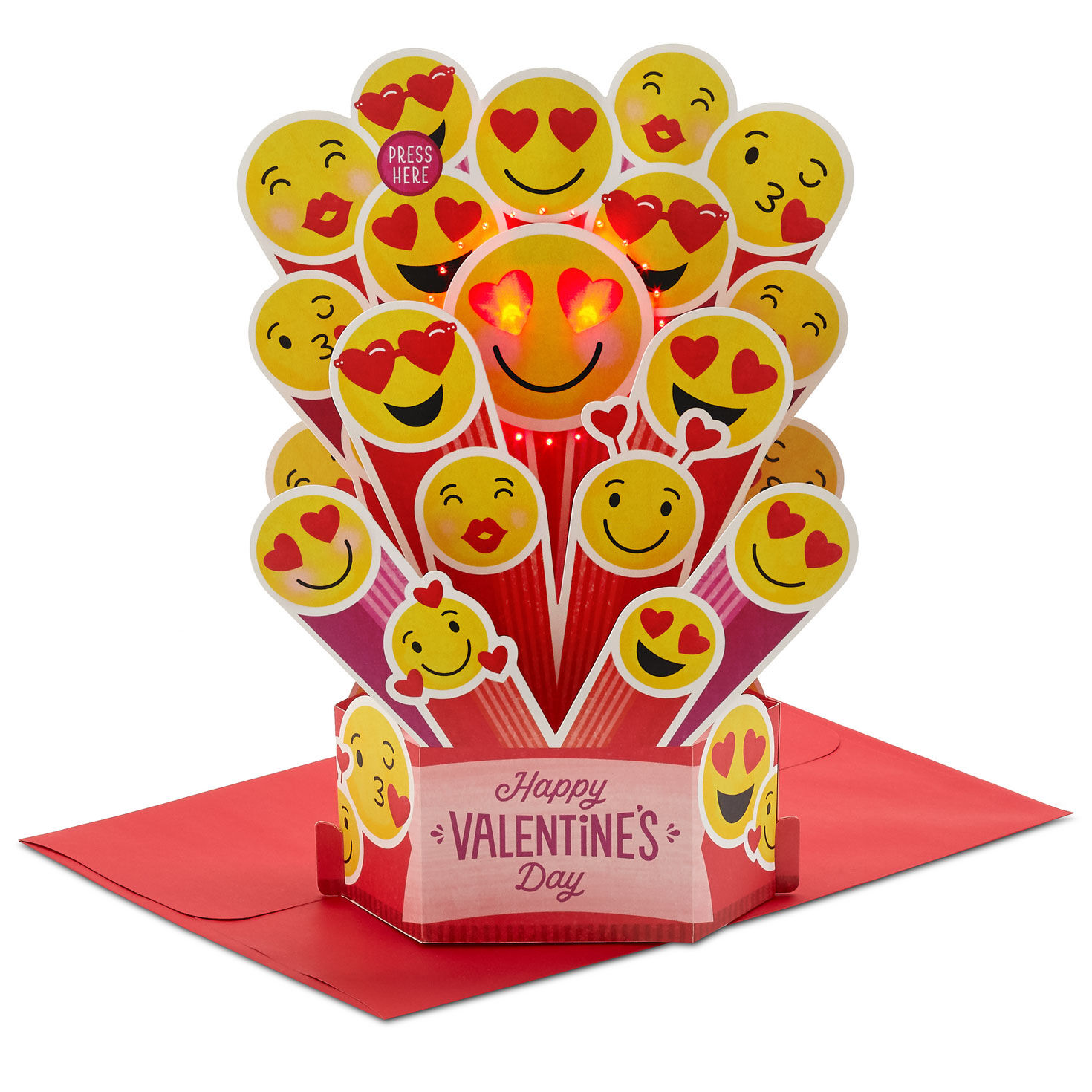 Emojis Music and Light 3D Pop-Up Valentine's Day Card popped up card image number 1
