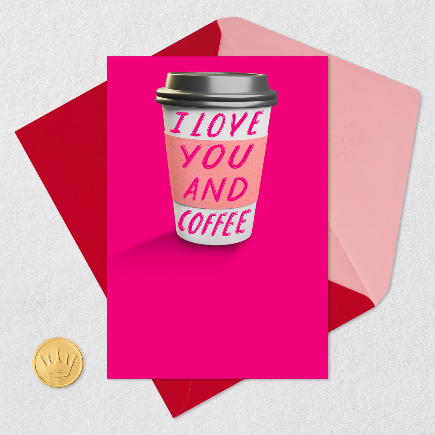 Paper Coffee Cup Valentine's Day Card Card with envelope and Seal image number 5