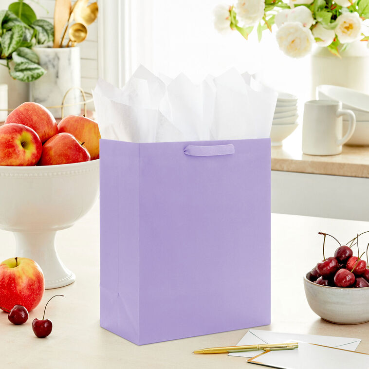 13" Solid Lavender Large Gift Bag, Lavender, large image number 2