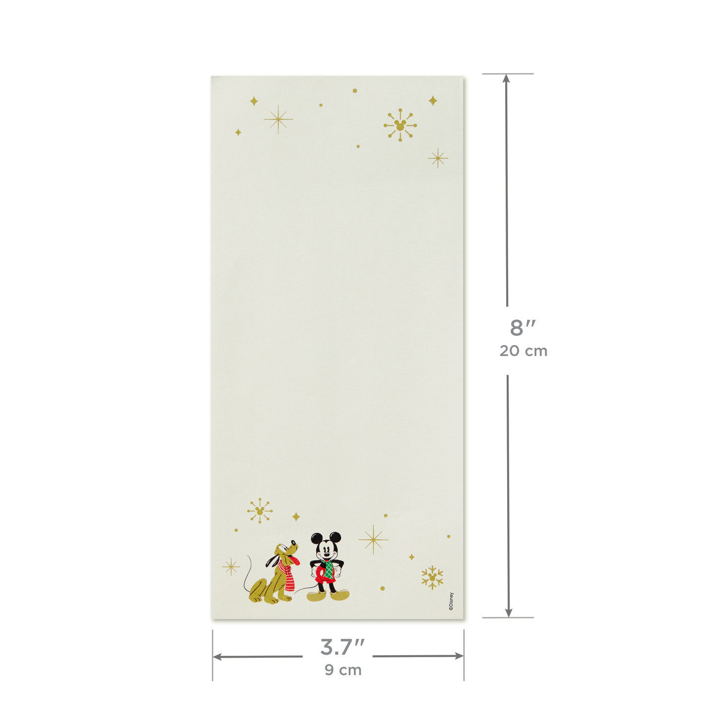 Mickey and Pluto Ivory Long Note Pad measurement image number 3