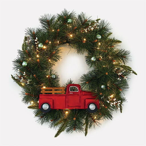 Hallmark Channel Truck Motion-Activated Wreath With Sound and Light, 14", 