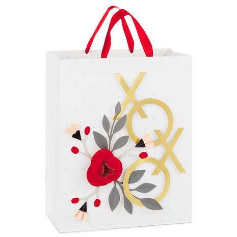 XOXO and Flowers Valentine's Day Large Gift Bag, 13", , large