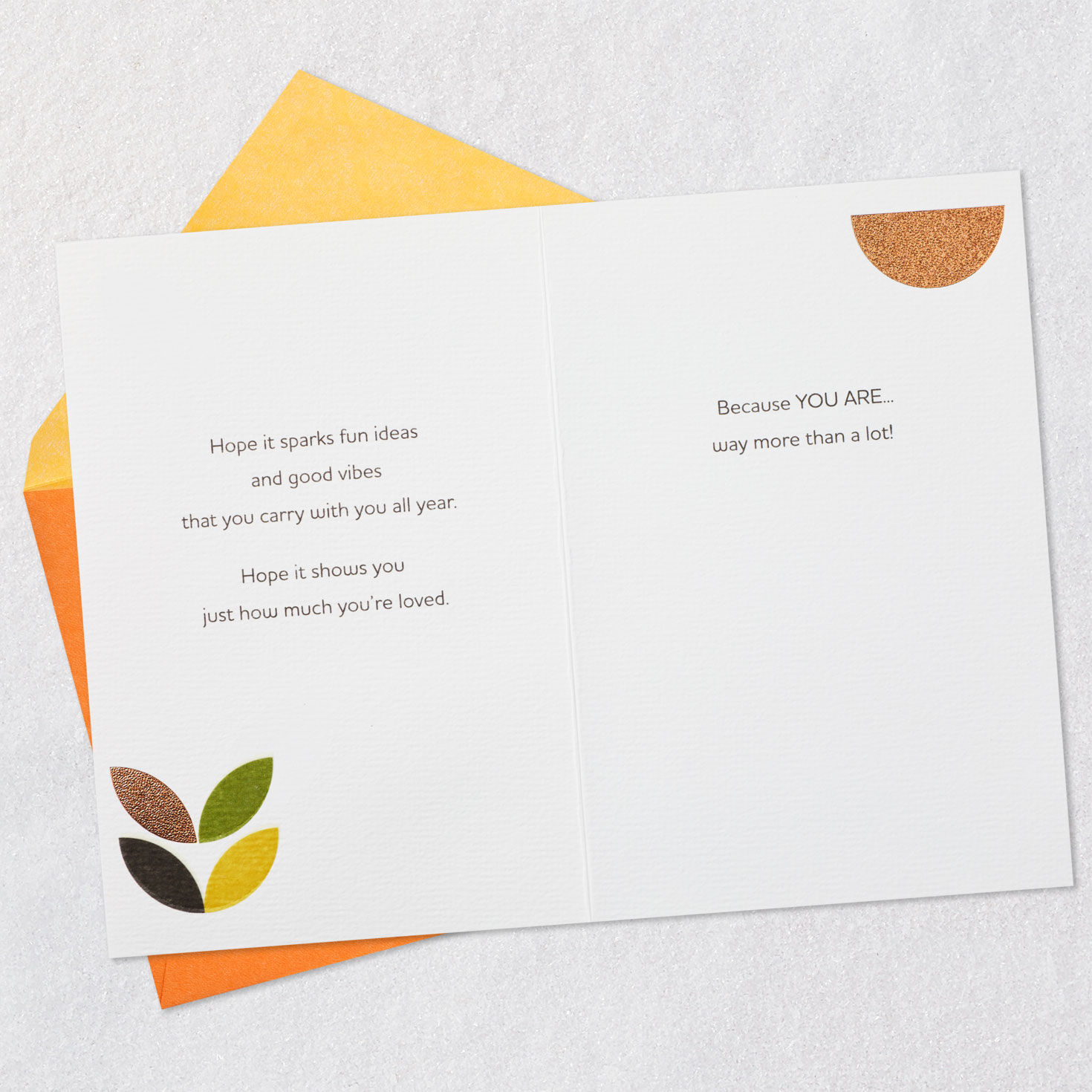 Green, Yellow and Bronze Abstract Shapes Nephew Birthday Card Open card with envelope image number 4