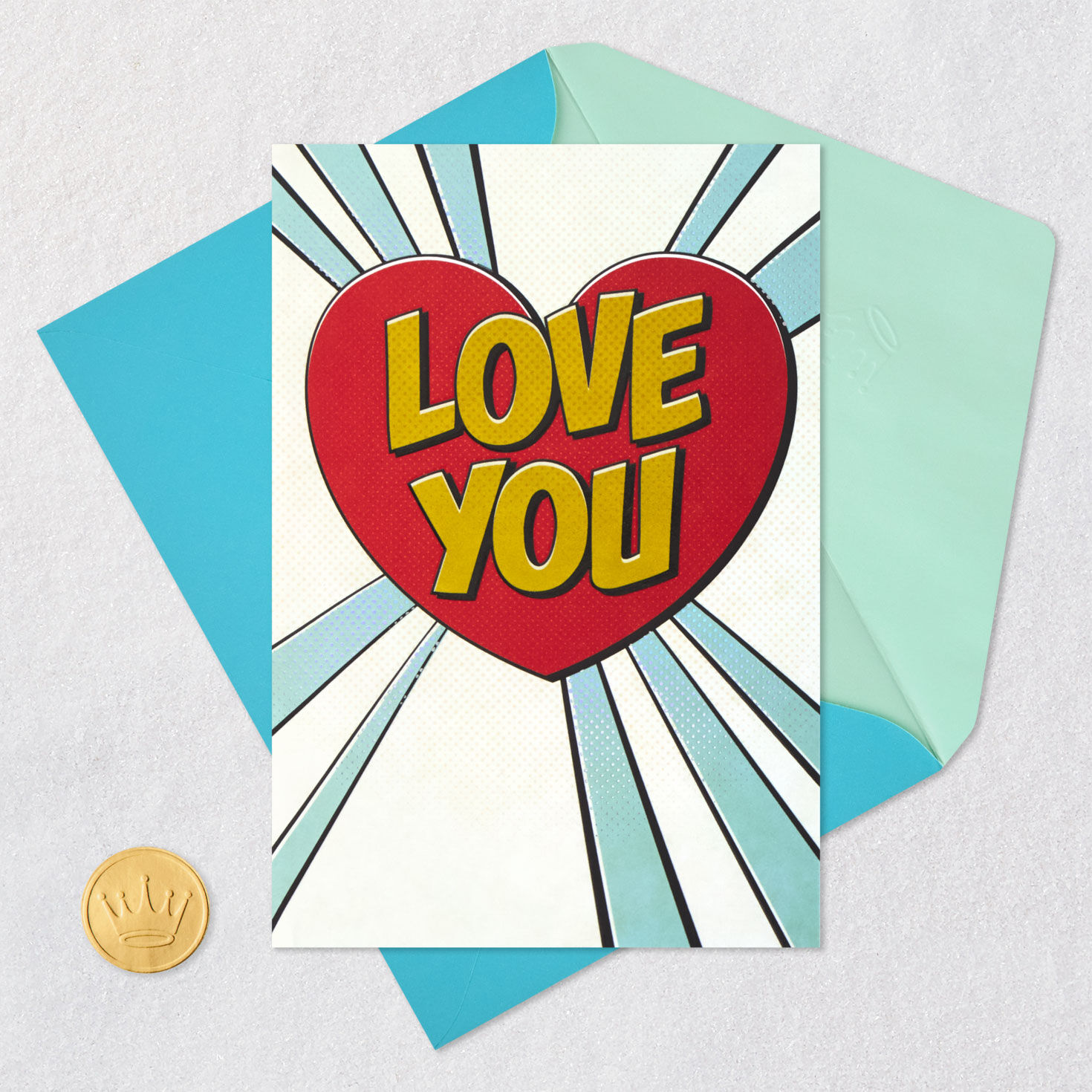 Love You Pop Art Heart Blank Card Signing card image number 4