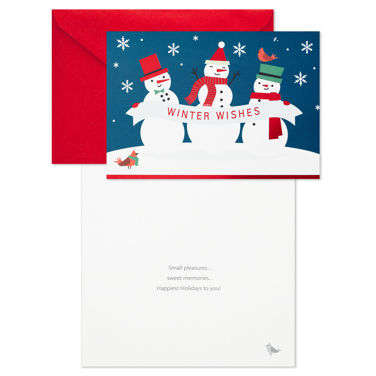 Snowmen Boxed Christmas Cards Bulk Pack Card Front with Sentiment image number 3