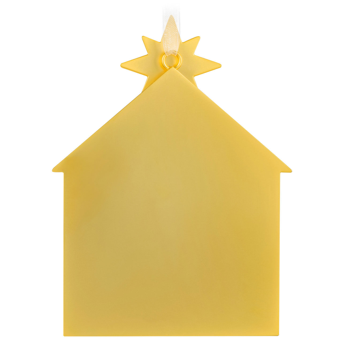 Blue and Gold Nativity Keepsake Ornament Back image number 6