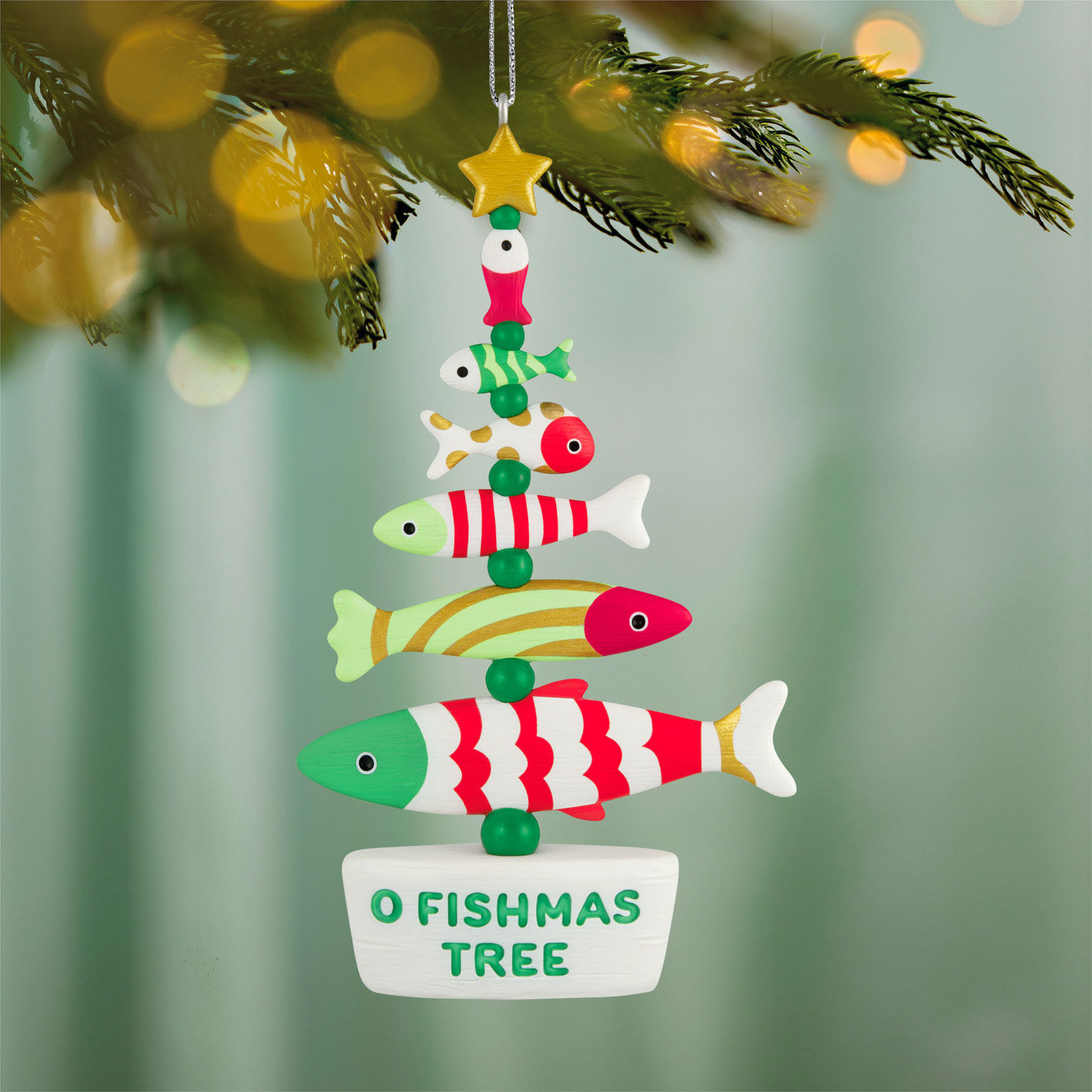 Colorful Fish Tree Keepsake Ornament hanging on tree image number 2