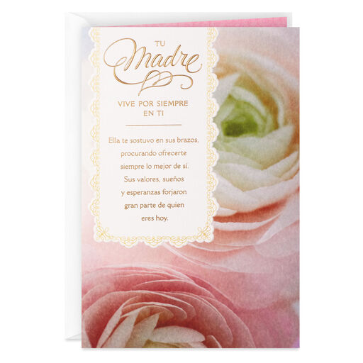 Your Mother Lives On In You Spanish-Language Sympathy Card, 
