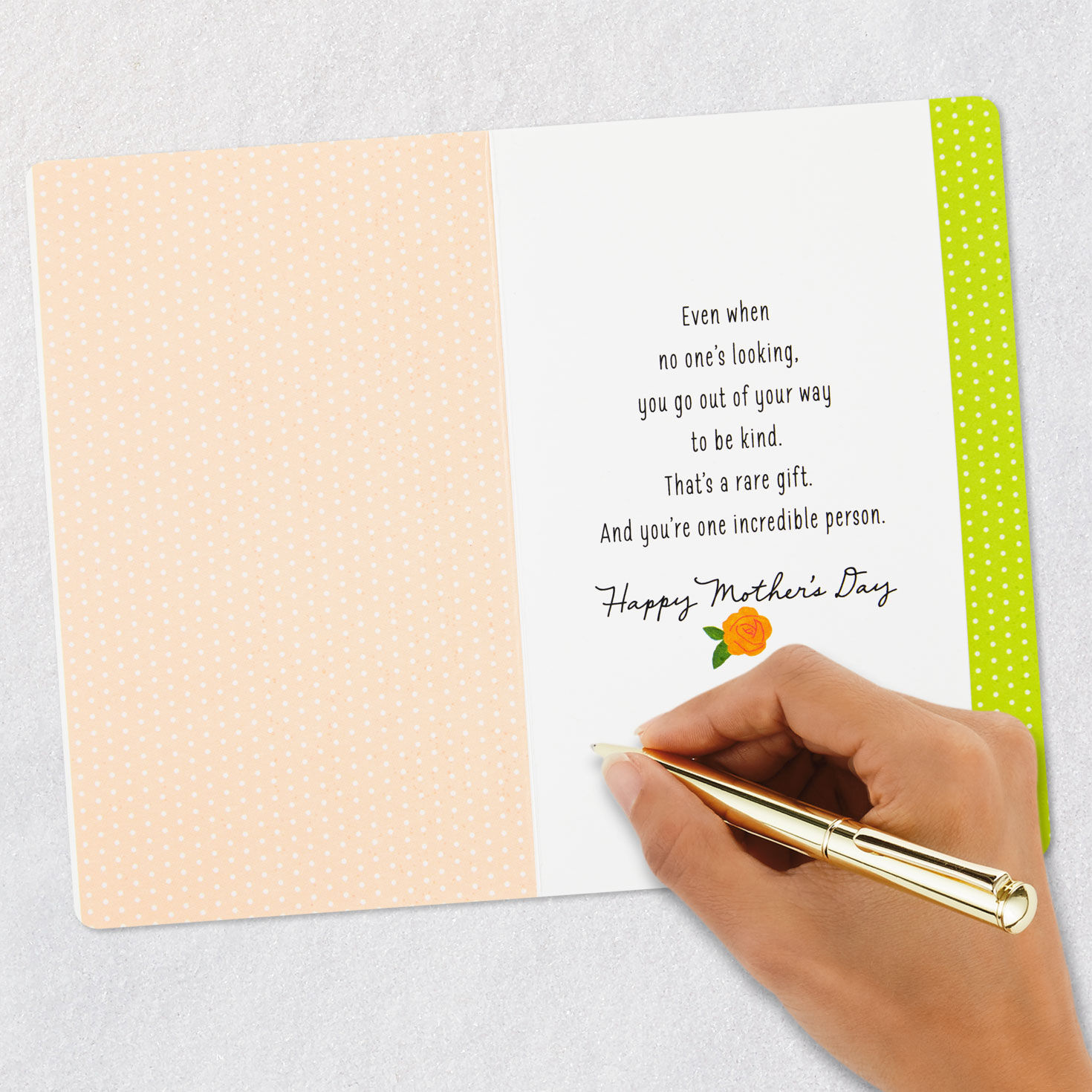 Woman Holding Flower Bouquet Mother's Day Card Signing card image number 6