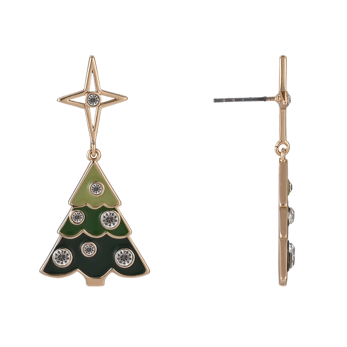 Christmas Tree Earrings front and side image number 2