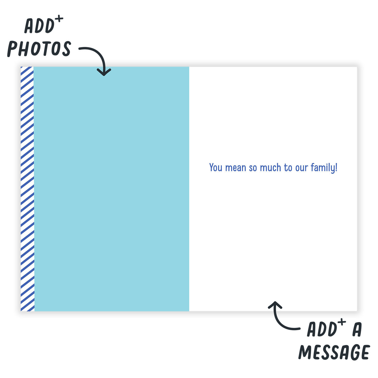 White Yellow Letters on Blue Father's Day Card Open Card indicating personalization image number 3